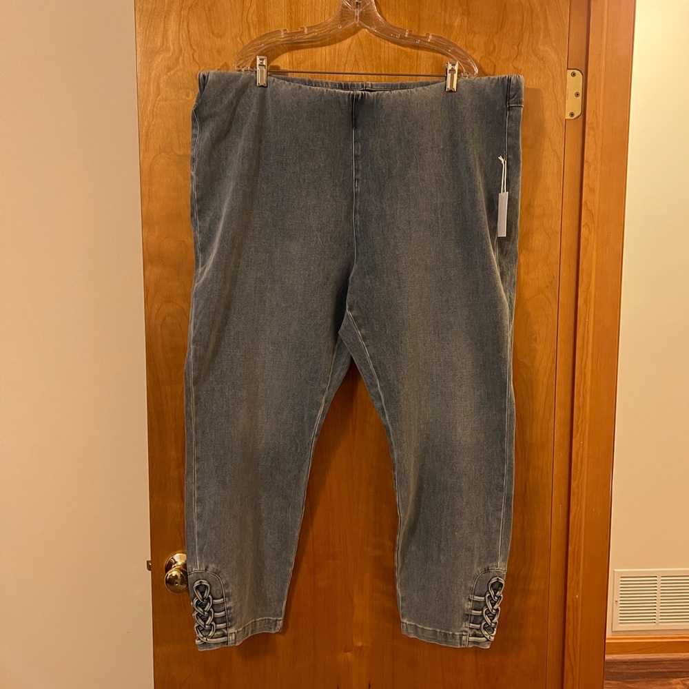 Soft Surroundings The Ultimate Braided Knot Ankle Jeans Plus Pull On Size 3X 24W